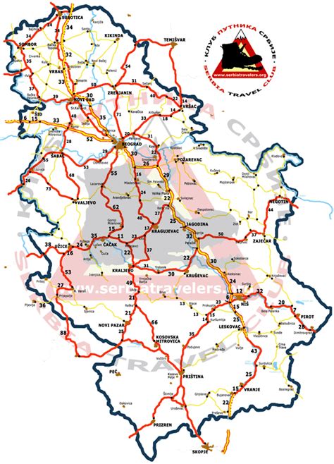 Road Map Of Serbia