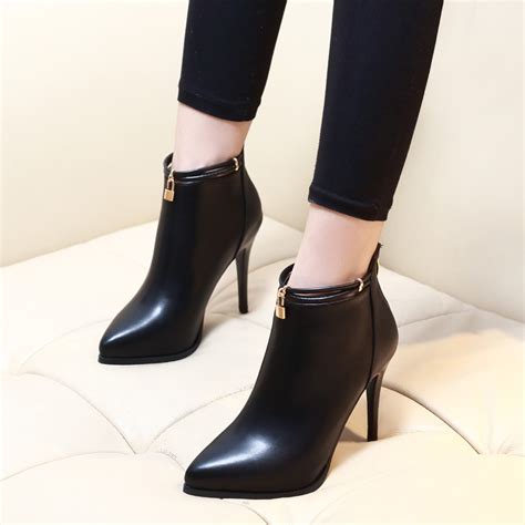 2017 Pointed Toe Sexy High Heels Ankle Boots For Women Autumn Winter