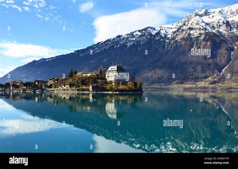Castle Seeburg And Lake Brienz At Iseltwald Switzerland Stock Photo