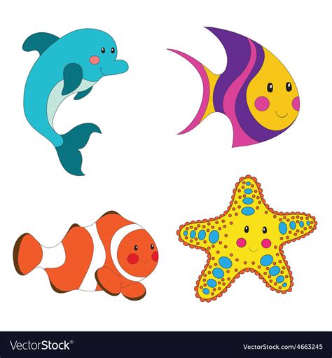 Under The Sea Cartoon Sea Creatures 13 Clip Art Elements By