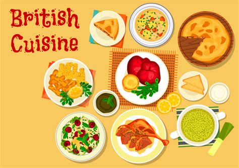 British cuisine is broadly broken into 4 regions (english, scotish, welsh and northern irish). British cuisine food material vector 05 - Vector Food free ...