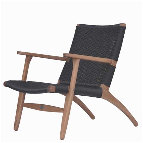 Outdoor Lounge Club Chair The Rope Chair Black Teak Patio Furniture