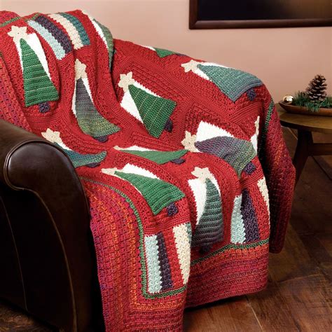 Caron Christmas Tree Throw Yarnspirations Christmas Crochet Blanket