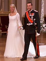 The bridal couple in the Royal Palace, Oslo; wedding of Crown Prince ...