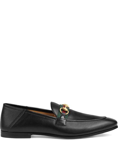 Gucci Leather Horsebit Loafers With Web In Black Leather Black For