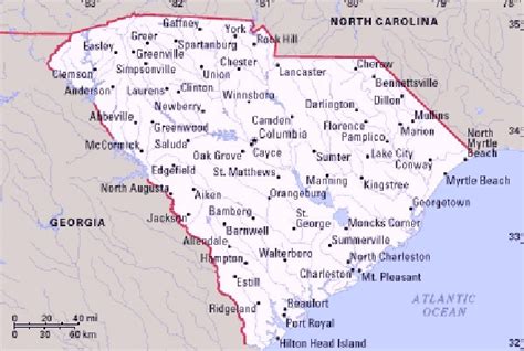 South Carolina Map With Cities