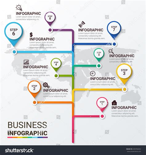 Timeline Infographics Design Template Nine Elements Stock Vector