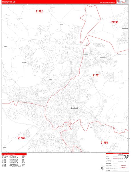 Frederick Maryland Zip Code Maps Red Line