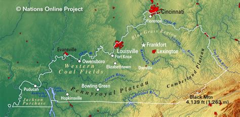 Kentucky Physical Map And Kentucky Topographic Map