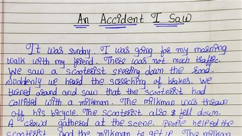 Write An Essay An Accident I Saw Essay Writing On An Accident I Saw Short Paragraph In