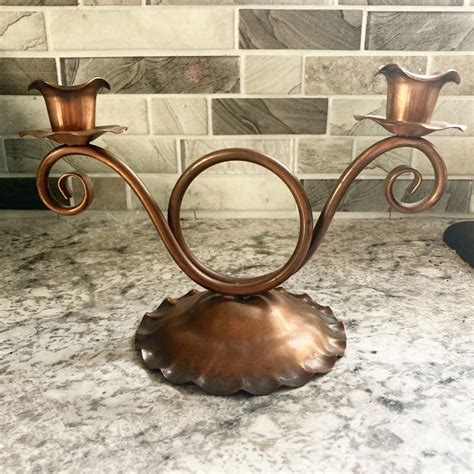 Vintage Copper Gregorian Candle Holder Decor Etsy