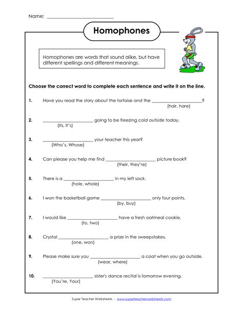 Homophones Worksheets Pdf Grade 4 Kidsworksheetfun