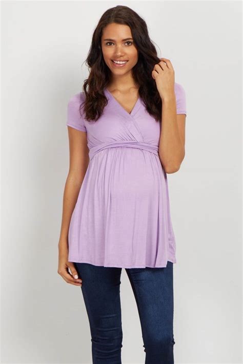 Purple Draped Front Maternitynursing Top Stylish Maternity Dress