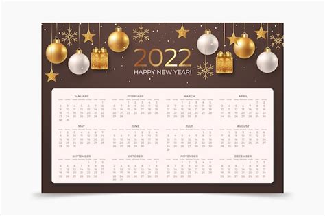 Modèle De Calendrier Réaliste 2022 Vecteur Gratuite