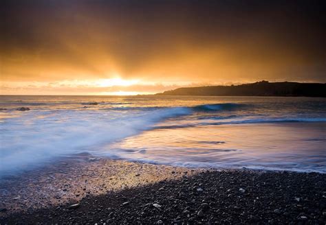 Sunset Goochs Beach Kaikoura South Island New Zealand Landscape
