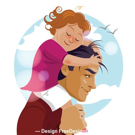 father and daughter cartoon illustration vector free download
