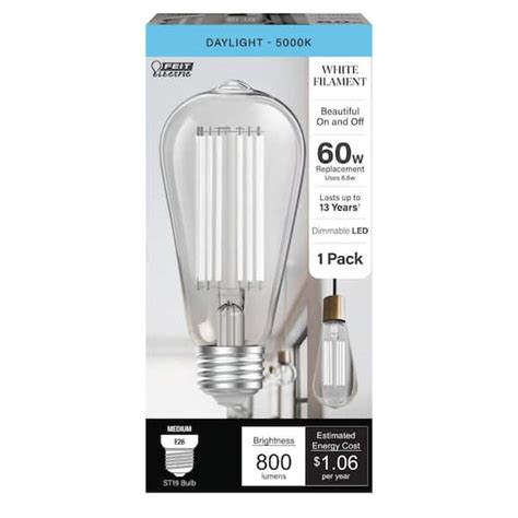 Feit Electric 60 Watt Equivalent St19 Dimmable White Filament Clear