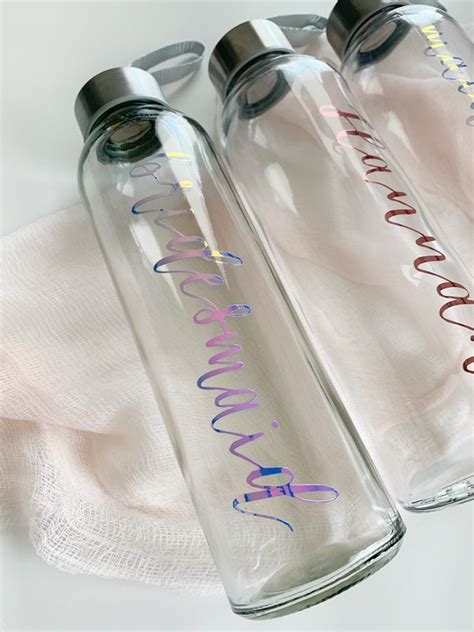 Personalized Glass Water Bottle Personalized Bridesmaid Etsy