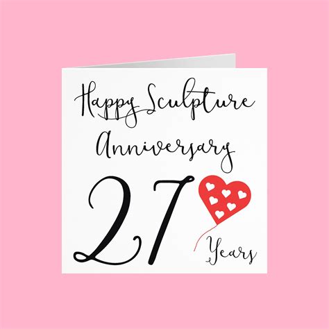 27th Wedding Anniversary Card Happy Sculpture Anniversary 27 Years
