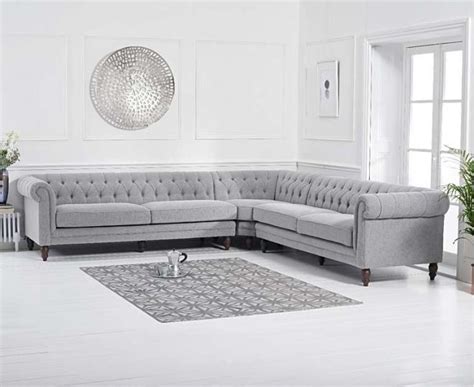 Light Grey Velvet Chesterfield Corner Sofa