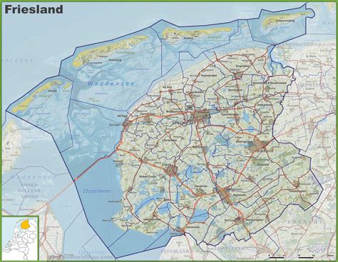 Map Of Friesland With Cities And Towns