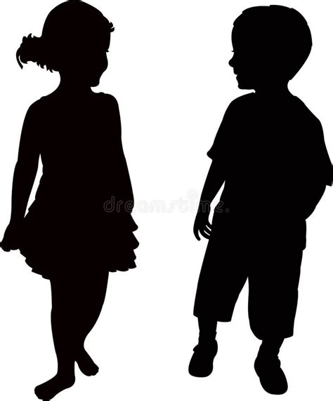 Boy Girl Silhouette Vector Stock Illustrations 45689 Boy Girl