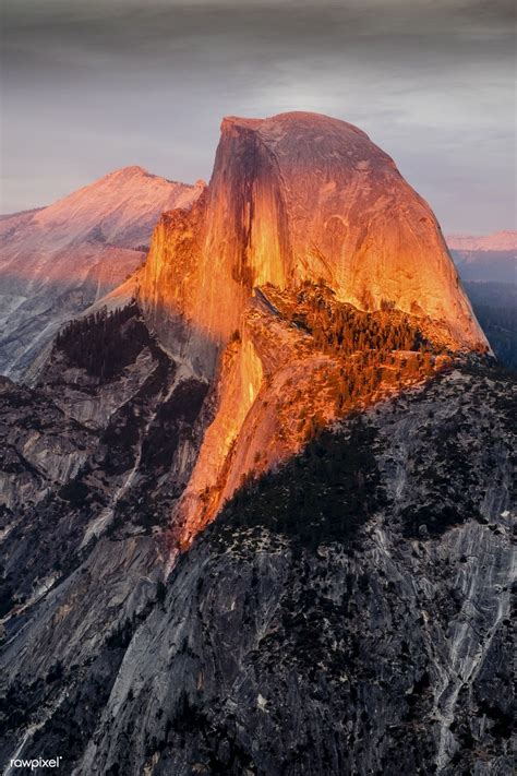 Half Dome At Sunset As Seen From Glacier Point In Yosemite National