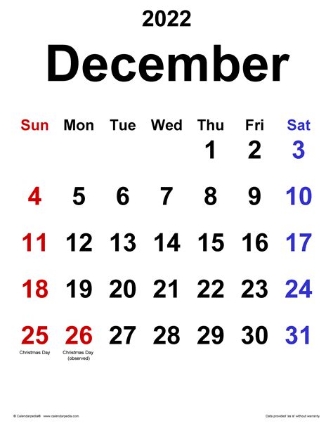 December 2022 Printable Calendar With Holidays 6 Templates Images And