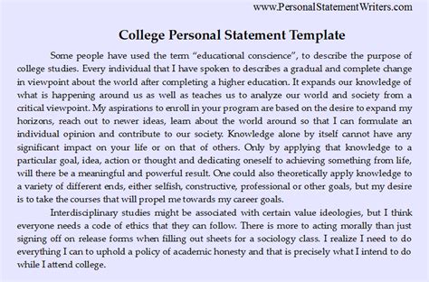 College Personal Statement Template Personalstatementsample