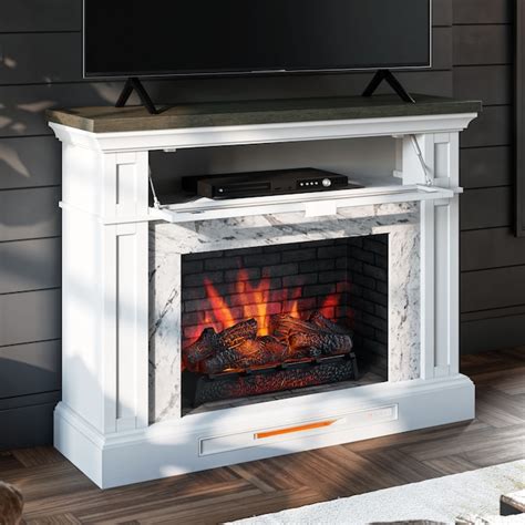 Allen Roth 51 In W White Infrared Quartz Electric Fireplace In The