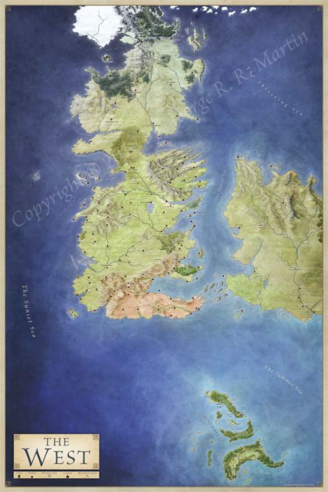 Map Of The West For George Rr Martins Series A Song Of Ice And Fire