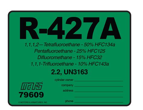 Mars Refrigerant Id Labels R 427a 10 Pk 79609