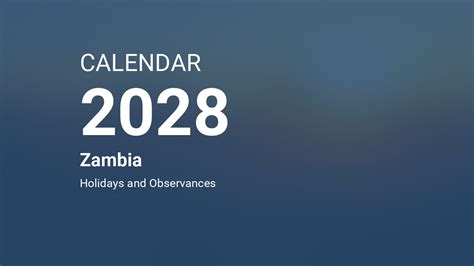 Year 2028 Calendar Zambia