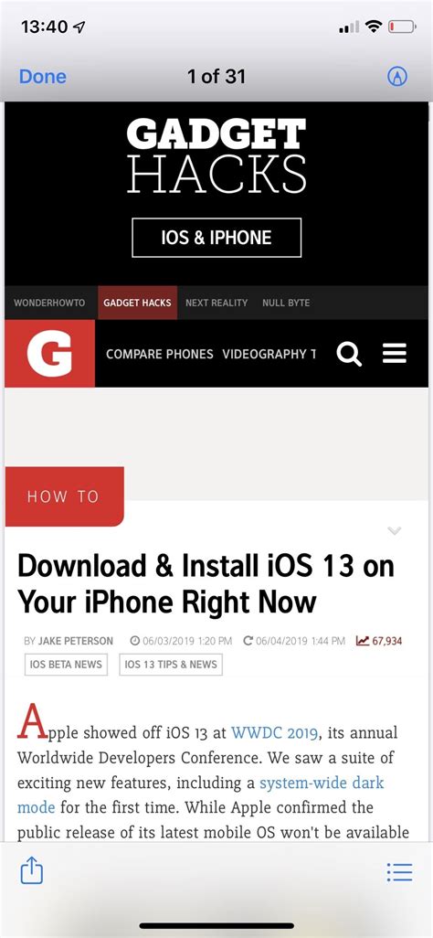 How To Take Scrolling Screenshots Of Entire Webpages In Ios 13s Safari