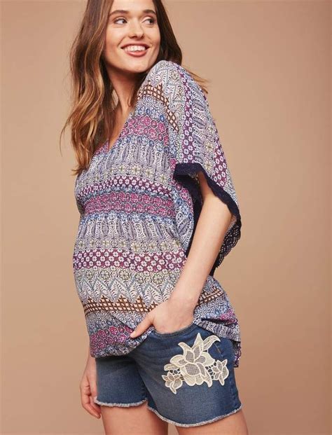 Motherhood Maternity Secret Fit Belly Crochet Detail Maternity Shorts