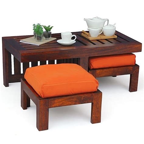 Patio Coffee Table With Nesting Ottomans Patio Ideas