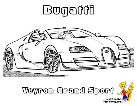 Bugatti Veyron Super Fast Race Car Coloring Passenger Front View At