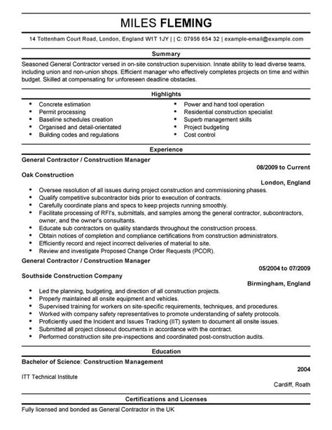 Best General Contractor Resume Example From Professional Resume Writing