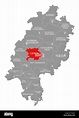 Giessen county red highlighted in map of Hessen Germany Stock Photo - Alamy