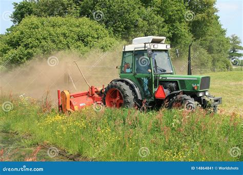 Tractor Mowing Grass Stock Image Image Of Commodities 14864841
