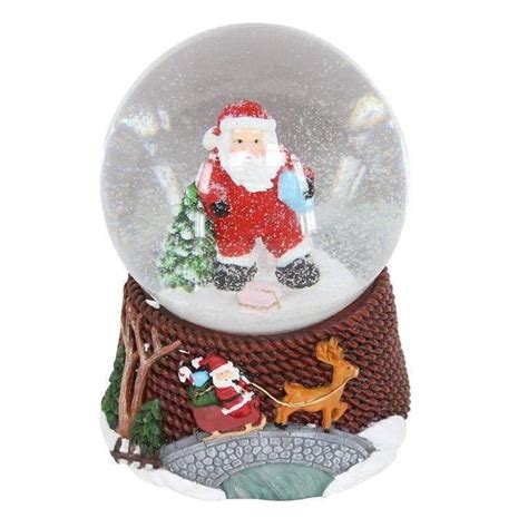 Gisela Graham Resin Santa And Tree Musical Snow Dome Duck Barn