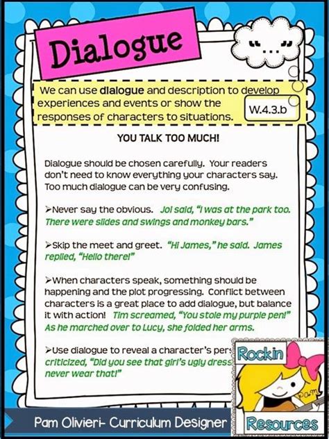 Writing Dialogue Worksheet 5th Grade