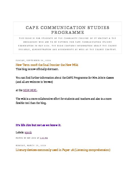 Cape Communication Studies Programme Pdfcoffeecom