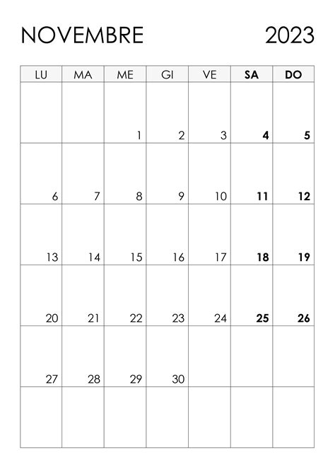 Calendario Novembre 2023 Calendariosu