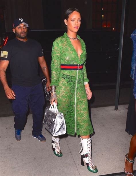 Rihanna Spotted In See Through Dress With No Bra Off The Runway In Nyc Ebals Blog