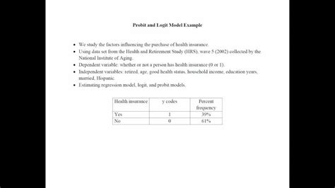 Probit and Logit Models Example - YouTube