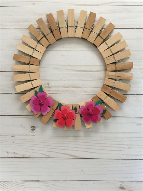Wreath Simple Natural Wood With Bright Flowers Etsy