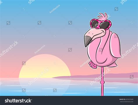 Vector Illustration Cartoon Flamingo Sunglasses Stock Vector Royalty