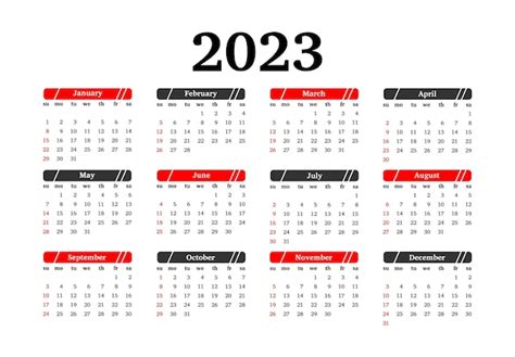 Calendário Para 2023 Isolado Em Um Fundo Branco Vetor Premium