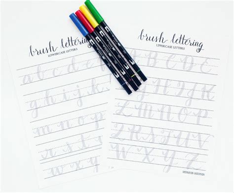 Brush Lettering Practice Worksheets Uppercase By Stunningscript Brush